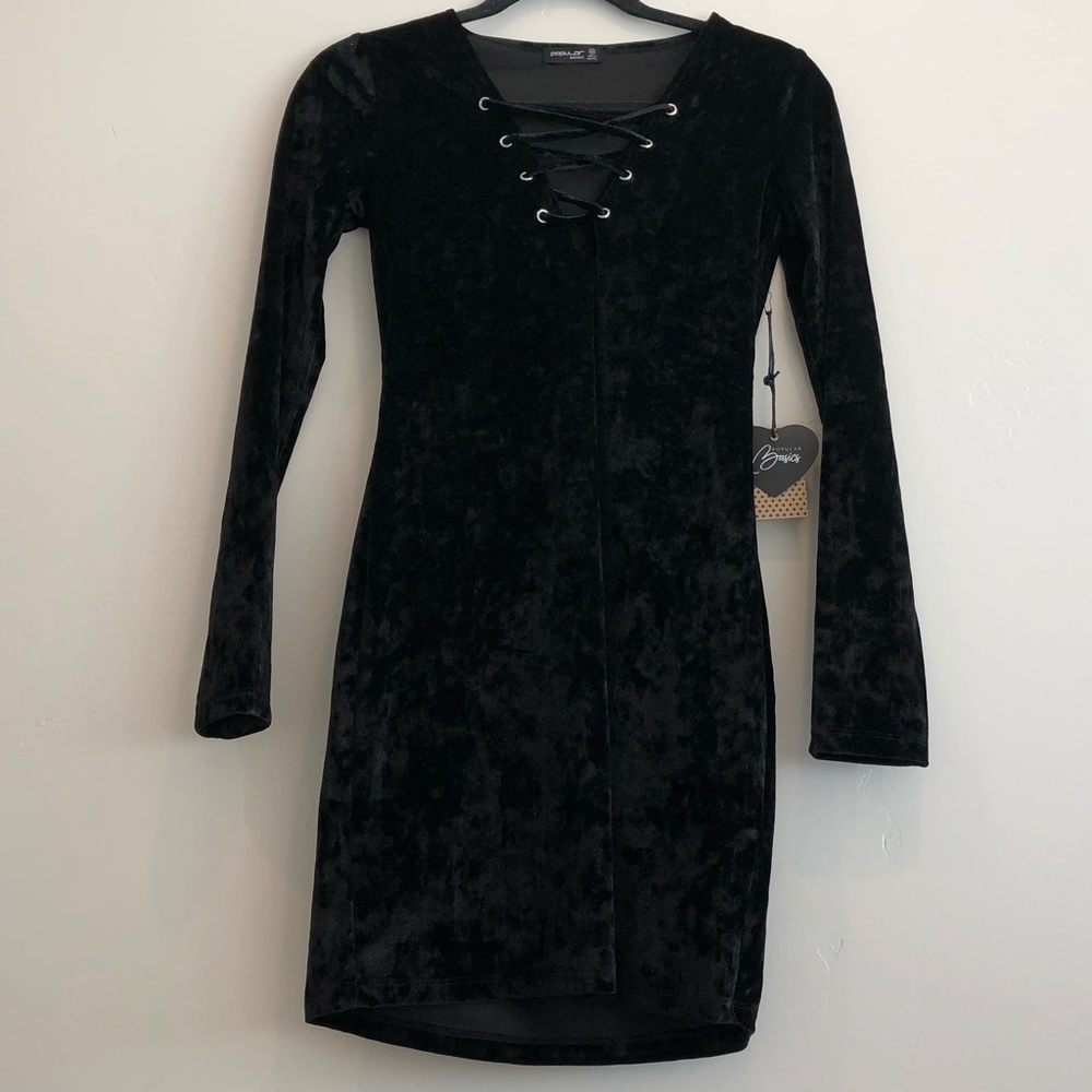 Popular Basics Black NWT Long Sleeve Dress